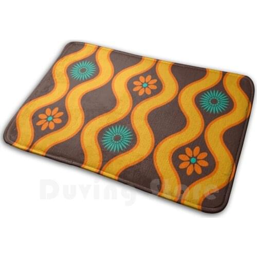 1970s Retro Vintage Seventies Floral Flowers Pattern Style Carpet Mat Rug Cushion Soft Hippie Hippy Boho Bohemian