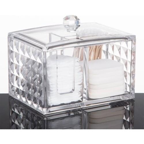 Creative Diamond Pattern Multi-functional Cosmetic Storage Box Cotton Swab Transparent Acrylic Household Desktop Storage