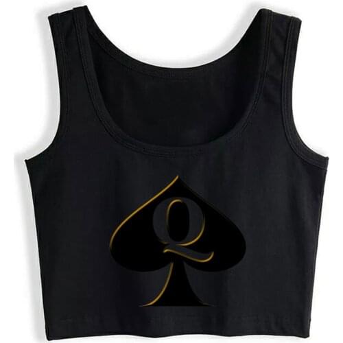 Crop Top Female Queen of Spades Hip Hop Inscriptions Print Tops Women