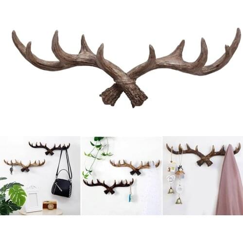 Retro Antler Hook Decoration Wall Hanging Coat Rack Clothing Store Entrance Wall Decoration Wall Key Hook E7