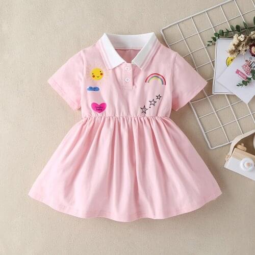 Girls summer short-sleeved dress childrens clothing girls lucky baby skirt cute baby summer clothes