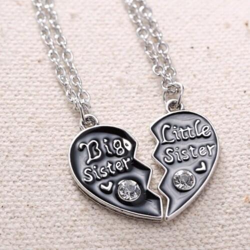 Fashion Chic Love Big Sister Little Sister Pendant Chain Necklaces For Women Girls