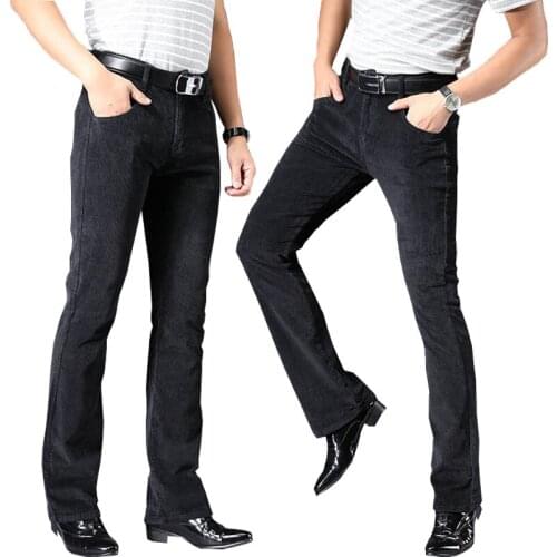 Mens Casual pants Mens Classic Designer Bell-bottom pants Casual pants Korean Black Corduroy bell-bottom pants
