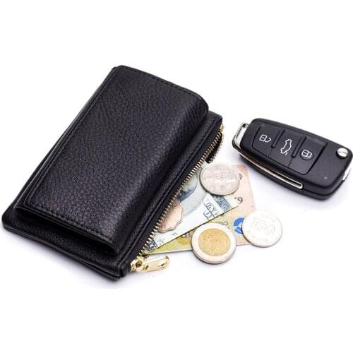 New 2 in 1 Women Coin Purse with Key Organizer Top Layer Leather Female Card Holder Coin Purse Casual Travel Cowhide Wallets