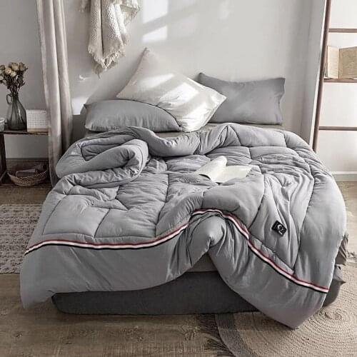 New Luxury Cotton Winter Quilt twin full queen king Blankets stripe Bed Cover Children Adults duvet white gray soft Comforters