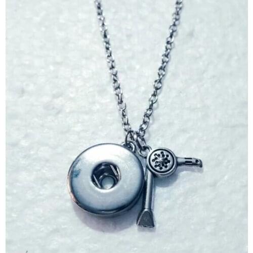 Hair stylist Necklace hair dryer Snap Button Pendant Necklace Handmade Chains Necklaces Punk Gothic Jewelry