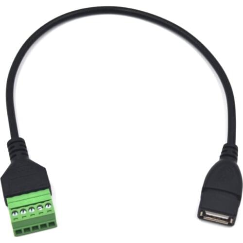 30CM USB 2.0 Type A Female to 5P Screw Shield Terminal Plug Adapter Connector Cable for Home Office