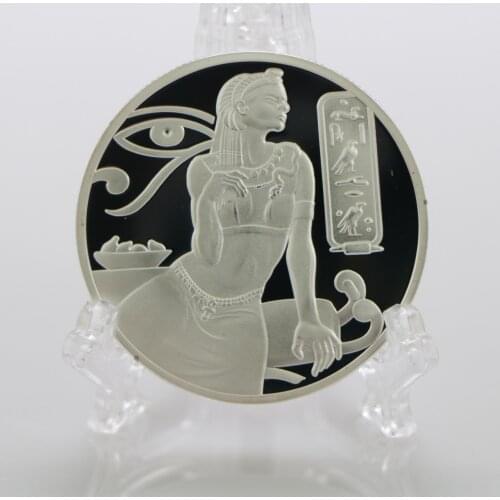 Egypt Cleopatra Silver Plated Coin 40mm Egyptian Queen Nefertiti Commemorative Coins Tourism Gift