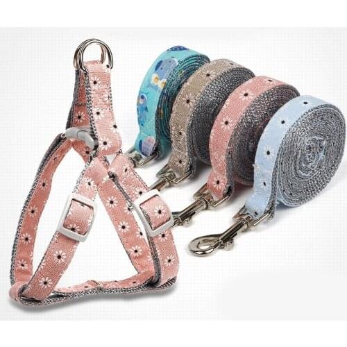 1/1.5cm Pet Traction Rope Dog Daisy Printing Belt Nylon Rope Adjustable Dog Cat Walking Belt Traction Rope Pet Products