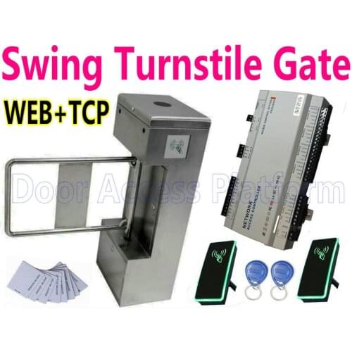 Swing gate RFID Access Entrance+Exit Turnstie,Access Controller+Turnstile gate,Pedestrian passageway security gate EM RFID kit