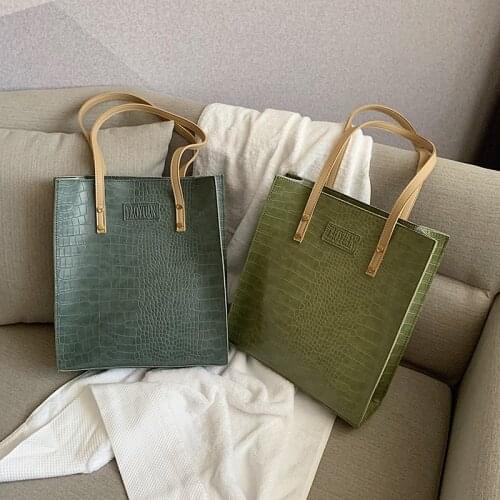 Retro Large-Capacity Bag Female 2019 New Fashion Crocodile Pattern Portable Casual Student Shoulder Tote Bag