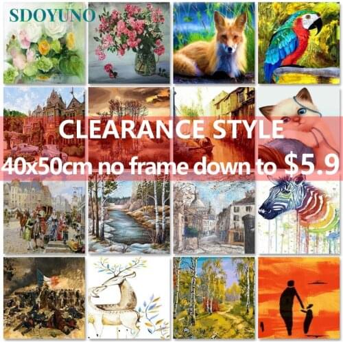 SDOYUNO Clearance style Acrylic Paint By Numbers Scenery DIY 60x75cm Oil Painting By Numbers Landscape Digital Canvas Painting