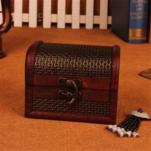 Jewelry Box Vintage Wood Handmade Box With Mini Metal Lock For Storing Jewelry Treasure Pearl