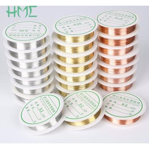 Wholesale 0.2/0.25/0.3/0.4/0.5/0.6/0.7/0.8/1mm 1 Roll Copper Cord Silver Gold Copper Craft Beads Rope Copper Wires Beading Wire