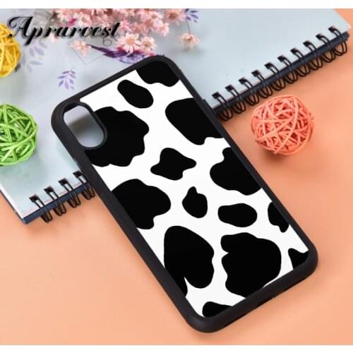 Aprarvest Cow Black Stains White Background Silicone Rubber Phone Case Cover For iPhone 6 6S 7 8 PLUS X XS XR 11 12 MINI PRO MAX