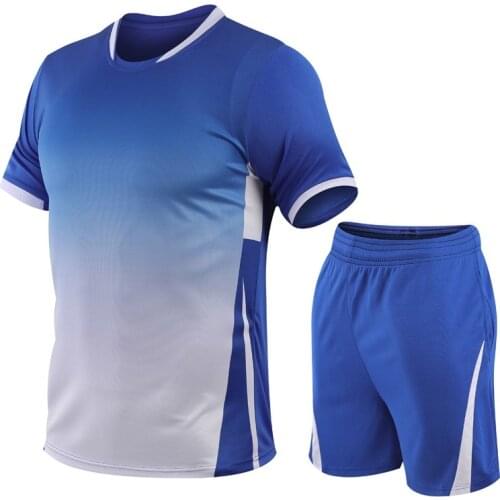 Footbal Training Sportswear Summer Sports Suit For Men Fitness Clothes T-shirt+shorts 2 Pcs Running Tracksuits Tennis Jersey Set