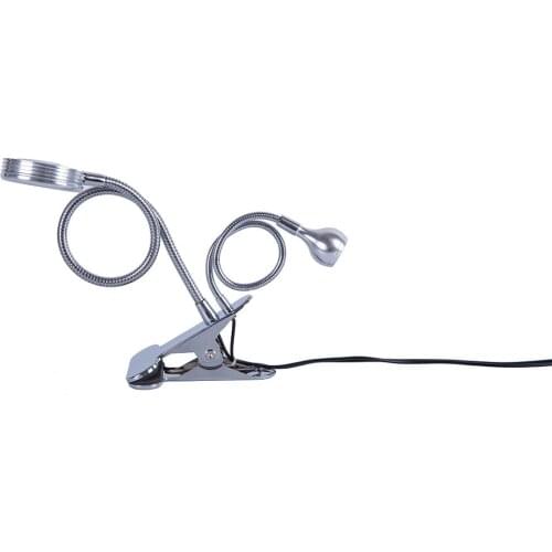 USB Double head Pole LED book Lamp Mini clip light 5V USB led desk lamp 360 degree bend led table light