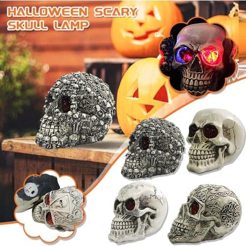 Halloween Decoration With Glowing Skull Resin Glowing Novel Haunted House Props Funny Shocker Toys электрошокер Christmas Gift