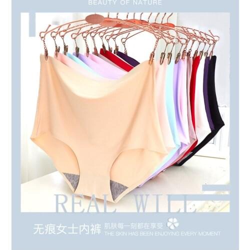 Enlarged High-Waist Panties Abdomen Women Underwear Ice Silk Seamless Briefs