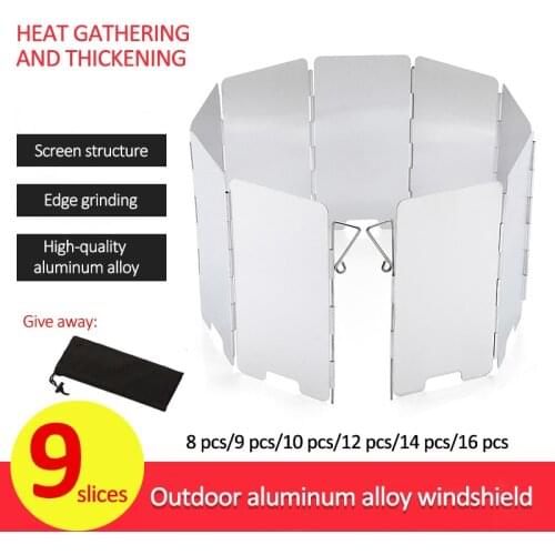 8/9/10/12/14/16 Plates Gas Stove Wind Shield Outdoor Camping Picnic Cooking Burner Windproof Screen Aluminum Alloy Wind Screen