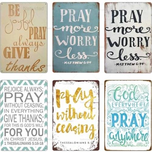 Vintage Quote Metal Sign Plaque Christian Church Pray Topic Retro Plate Poster Club Home Room Believer Bedroom Wall Decoration