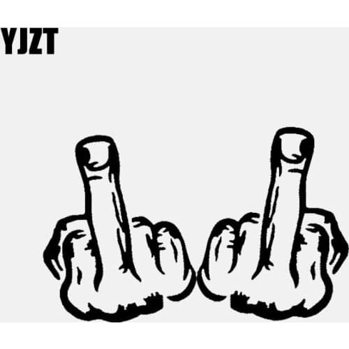 YJZT 15.7CM*10.1CM Personality Middle Finger Funny Vinyl Decal Car Sticker Black/Silver C3-1921