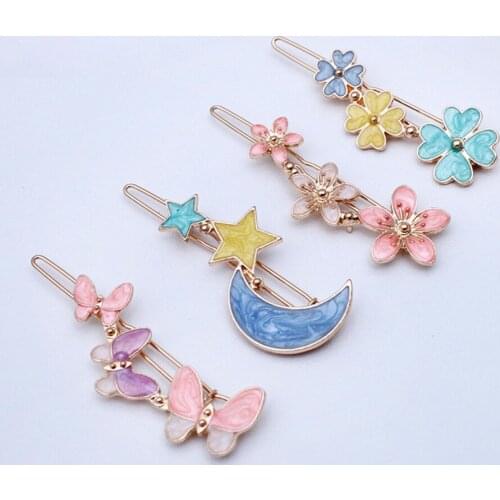 REGELIN Colorful Metal Hair Clip Geometric Hairpin Gold Moon Round Hairgrip Barrette Girls Hair Accessories Styling Tools