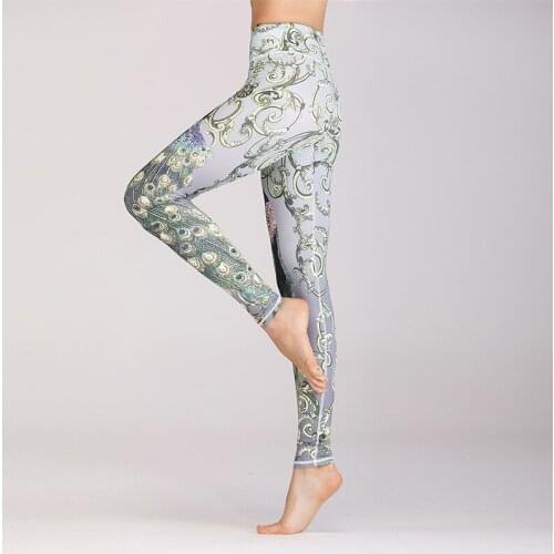 Women Fitness Yoga Pants Slim High waist Sport Leggings Gym Elastic Romantic Printed Long Tights for Running Tummy Control