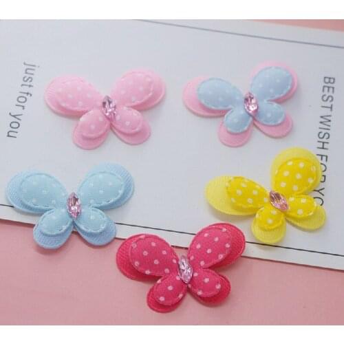 10pcs/lot 4.5*3.2cm Two Layer Butterfly Pads Patches Appliques for Craft Clothes Sewing Supplies DIY Hair Clip Accessories