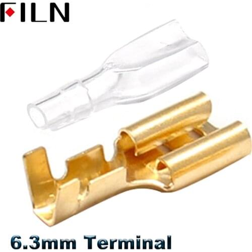 100pcs 6.3mm Female Spade Crimp Terminals Electrical Sleeve Wire Wrap Connector with waterproof cover for rocker switch