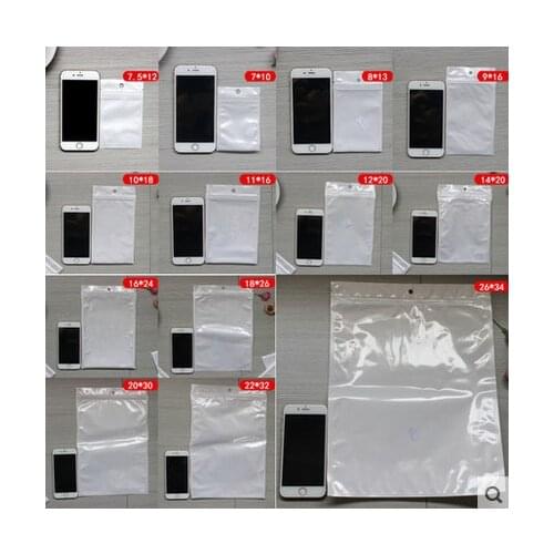 14*22cm White / Clear Self Seal Zipper Plastic Packaging Bag, Zip Lock Ziplock Bag Retail For Event Package W/ Hanging Hole