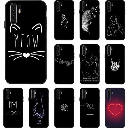 3D DIY Painted Black Case For Huawei P30 P20 Pro Case Silicon Back Case For Huawei P20 Lite P10 PLUS P30 Lite Cases Cover Bumper