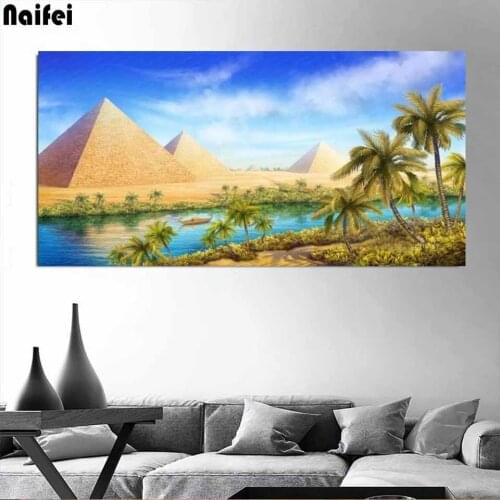 5d Diy Diamond Painting Full Square Drill Mosaic Egypt Landscape Diamond Embroidery Round Rhinestone Art Home Decor