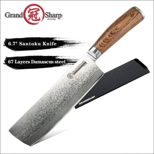 Grandsharp 6.7 Inch Kitchen Knives Japanese Nakiri Cleaver Knife vg10 Japan Damascus Steel Vegetables Tool Stainless Steel Chef