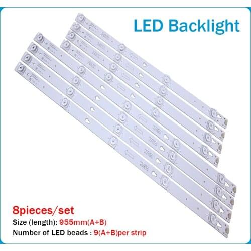 8pcs LED Backlight strip For L55P2-UDN TOT-55D2900-4x4+4x5-3030C B55A658U 55U6700C 55D2900 55HR330M04C LC-55LB481U NS-55D510NA17