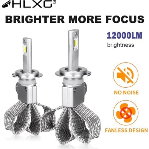 HLXG Car LED H7 CSP Auto Bulb Headlight 9005 HB4 H11 H8 HB3 9006 LED Lamps h4 светодиодные лампы 12V 6000K fanless light copper