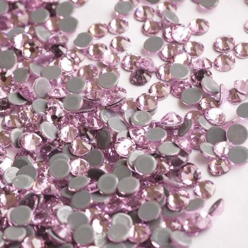 Shining Flat Back HotFix Glass Light Pink Crystals Rhinestones Nails Art Hotfix Rhinestones For Bag Garment Shoes