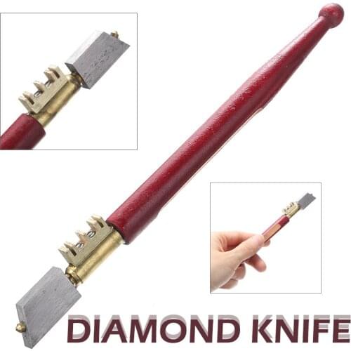 Diamond Glass Cutter Portable Glass Ceramic Diamond Window Tipped Cutter Cutting Knife Wooden Handle For Hand Tool Accessories