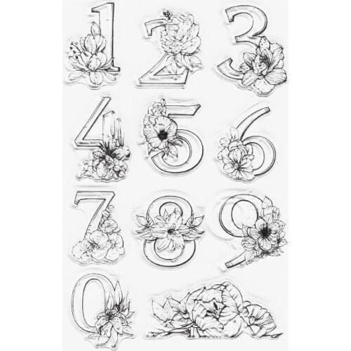 Floral Birthday Numbers Stamps Clear Number Stamps For Scrapbooking Paper Craft Card Making Supplies