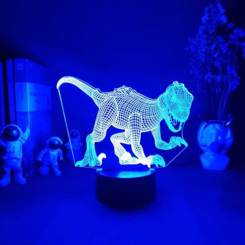 Dinosaur 3D Night Light Colorful Velociraptor Touch Remote Control Cartoon LED Table Lamps Home Decor Kids Birthday Gift Desk