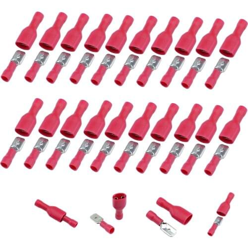 FDFD 1.25-250 MDD1.25-250 6.3mm Red Female/Male Spade Insulated Electrical Crimp Terminal Connectors