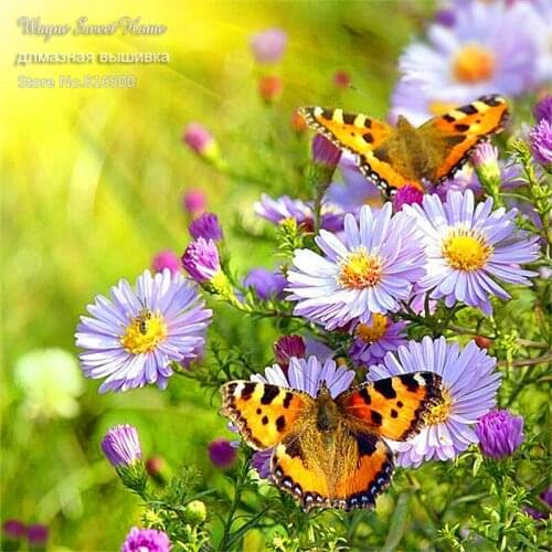 Hot Discount Diamond Embroidery Butterfly Flower Needlework Cross Stitch Set Full Square Diamond Flower Diy Diamond Painting