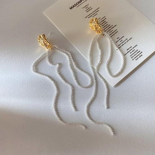 GSOLD Elegant Shiny Long Tassel Earrings Simple Metal Texture Dangle Earring Women Temperament Party Jewelry Gifts 202103