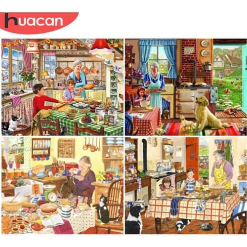 HUACAN Painting By Numbers Kitchen Drawing On Canvas HandPainted Wall Art Gift DIY Coloring By Number Kits Home Decor