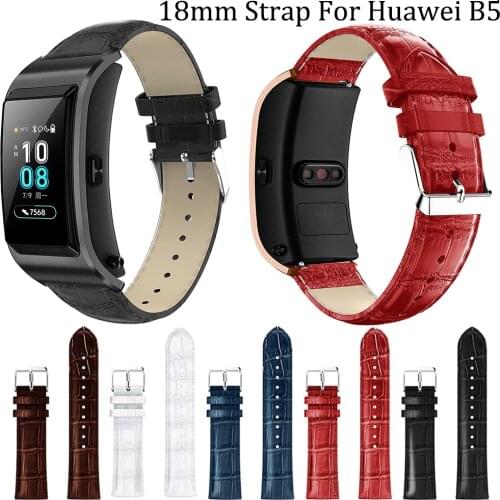 Leather Watchband For Huawei B5 Smart Wristband 18MM Bracelet For Garmin Venu 2S/Vivomove 3S/Vivoactive 4S/GarminMove 3S Straps