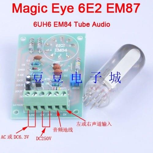 Magic Eye 6E2 EM87 6UH6 EM84 Tube Audio Indicator Low Level Input DIY kits Board