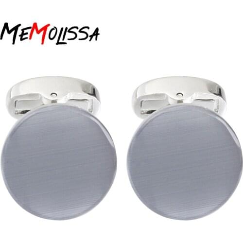 MeMolissa Fashion Cufflinks Gray Round Opal Design Natural Opal Decoration Gift For Men wedding Cuff Links Wholesale&retail