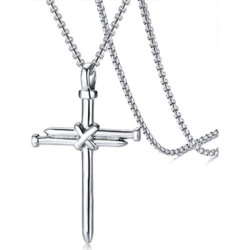 SUMENG New Hip-hop Splicing Nail Cross Necklace Mens Gold Stainless Steel Jesus Christ Cross Pendants Necklaces Hip Hop Jewelry