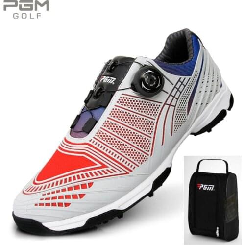PGM Men Golf Shoes Anti-Slip Wearproof Breathable sport Patent golf shoes men knobs buckle Golf sneakers With shoes bags 39-45