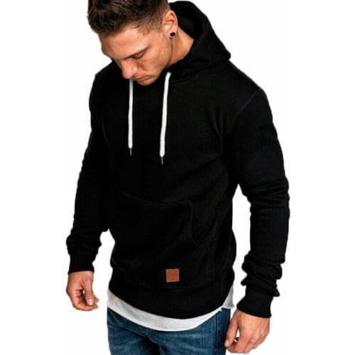 Autumn Men Casual Long Sleeve Front Pocket Soft Cotton Plain Zipper Pullover Hoodies Sweatshirts Running Wear